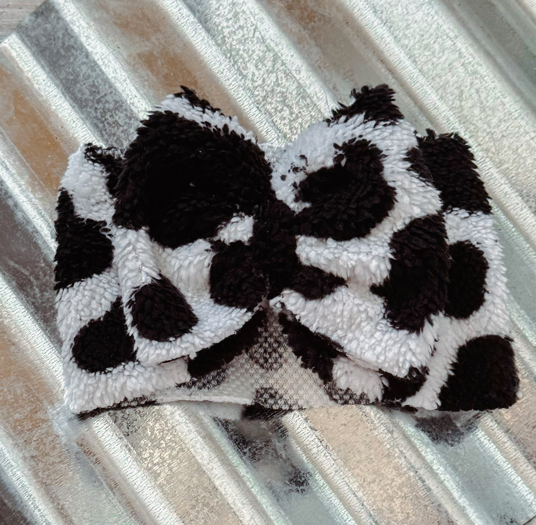 Cow Print Sherpa - Classic Big Bow Wraps/Knotties